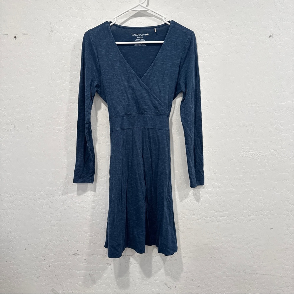 Toad&Co Dark Navy Dress Womens Small Striped Organic Cotton Natural Granola